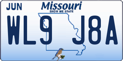 MO license plate WL9J8A