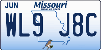 MO license plate WL9J8C