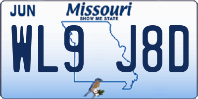 MO license plate WL9J8D