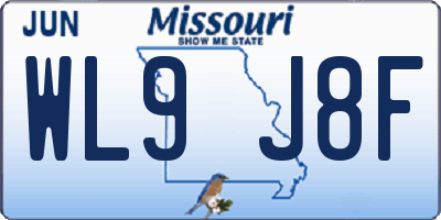 MO license plate WL9J8F