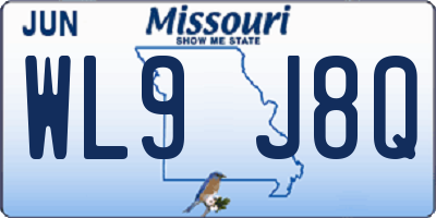 MO license plate WL9J8Q