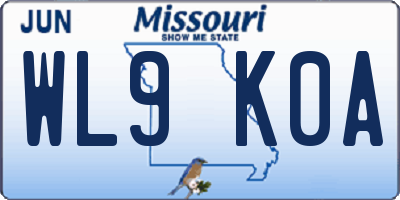 MO license plate WL9K0A