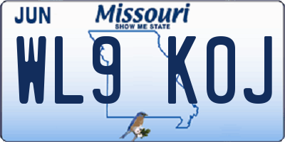MO license plate WL9K0J