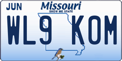 MO license plate WL9K0M