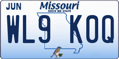 MO license plate WL9K0Q
