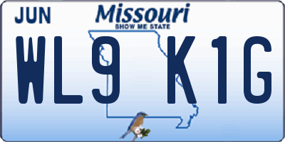 MO license plate WL9K1G