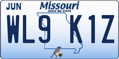 MO license plate WL9K1Z