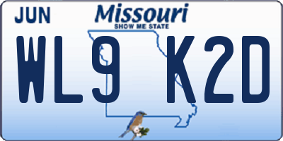 MO license plate WL9K2D