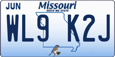 MO license plate WL9K2J