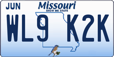 MO license plate WL9K2K