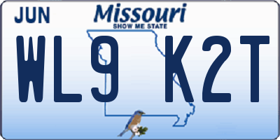 MO license plate WL9K2T