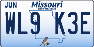 MO license plate WL9K3E
