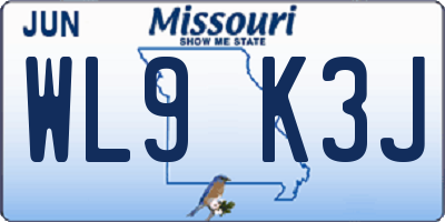 MO license plate WL9K3J