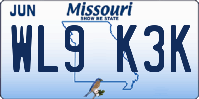 MO license plate WL9K3K