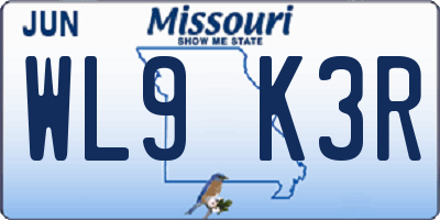 MO license plate WL9K3R