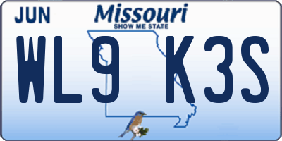 MO license plate WL9K3S