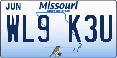 MO license plate WL9K3U