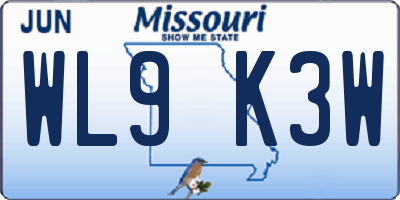 MO license plate WL9K3W