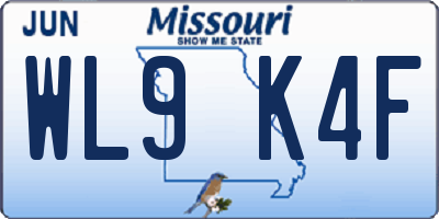 MO license plate WL9K4F