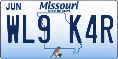 MO license plate WL9K4R
