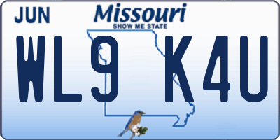 MO license plate WL9K4U