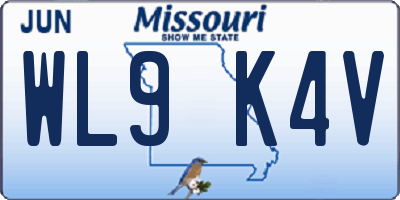 MO license plate WL9K4V