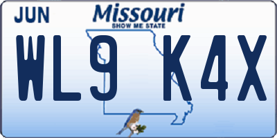 MO license plate WL9K4X