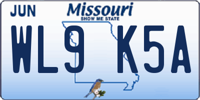 MO license plate WL9K5A