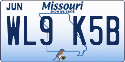MO license plate WL9K5B