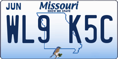 MO license plate WL9K5C