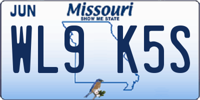 MO license plate WL9K5S