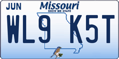MO license plate WL9K5T