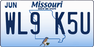 MO license plate WL9K5U