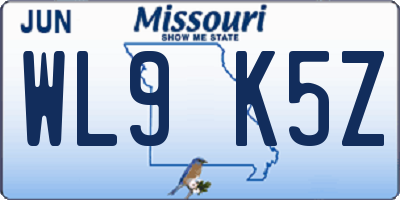 MO license plate WL9K5Z