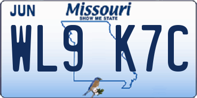 MO license plate WL9K7C