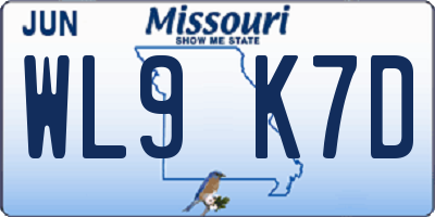 MO license plate WL9K7D