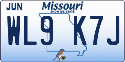 MO license plate WL9K7J