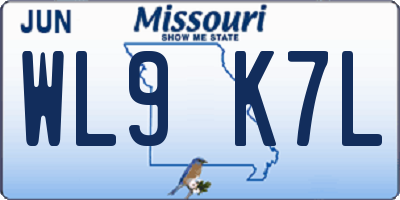 MO license plate WL9K7L