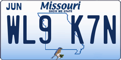 MO license plate WL9K7N