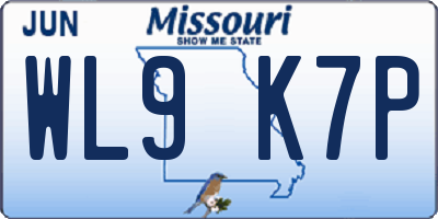 MO license plate WL9K7P