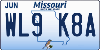 MO license plate WL9K8A