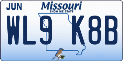 MO license plate WL9K8B