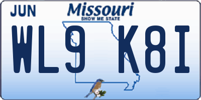 MO license plate WL9K8I