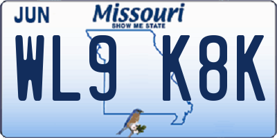 MO license plate WL9K8K
