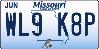 MO license plate WL9K8P