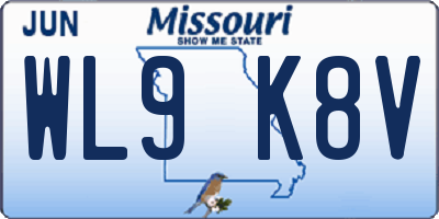 MO license plate WL9K8V