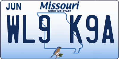 MO license plate WL9K9A