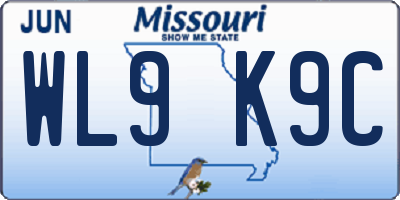 MO license plate WL9K9C