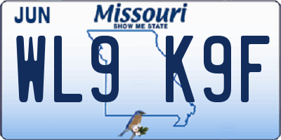 MO license plate WL9K9F