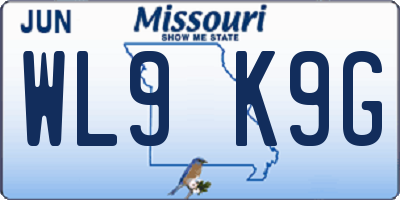 MO license plate WL9K9G
